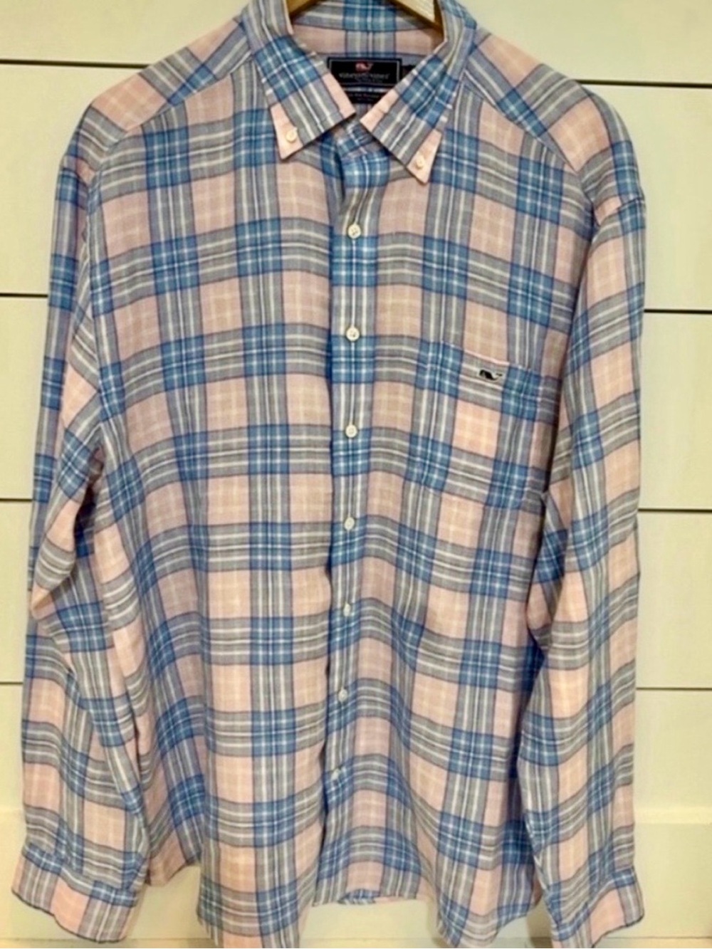 Vineyard Vines Mens Classic Fit Tucker Pink Blue Plaid Shirt XXL Summer Coastal